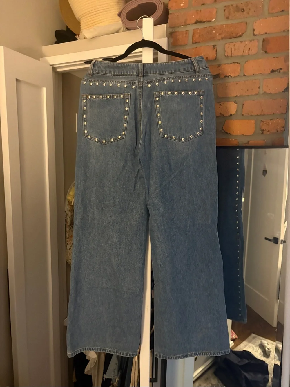 Studded House of Harlow Wide-Leg Jeans